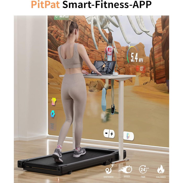 Килимок для ходьби Superun з нахилом 6 Бігова доріжка для дому, макс. 6 км/год та 12 км/год, із застосунком та пультом дистанційного керування Настільна бігова доріжка, макс. 136 кг, з багатофункціональними забігами та тренувальними смугами, 90 см, з нахи