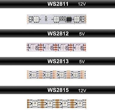 Світлодіодна піксельна світлова стрічка подвійний сигнал 1м/5м індивідуально адресований світлодіод 30/60/144 пікселів/світлодіодів/м (чорна друкована плата IP67, 5m 30 LED/M), 12V WS2815 (WS2812B/WS2813) RGB