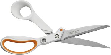 Універсальні ножиці Fiskars Razor Edge, довжина 21 см, лезо з нержавіючої сталі/пластикові ручки, білий/помаранчевий, підсилювач, 1005223 (універсальні ножиці 24 см)