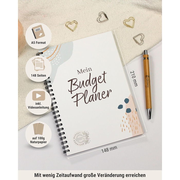 Планувальник бюджету BeginnerBudget (німецька мова) Домашній зошит (144 сторінки) 100 конвертів Виклик заощадження для готівки прозора папка A5 Планувальник для заощадження грошей Організатор для ощадної книги (планувальник бюджету)