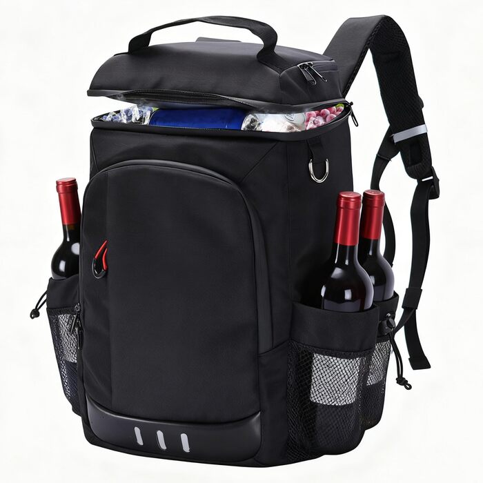 Рюкзак-холодильник для кемпінгу, місткість 24 літри, ізольований рюкзак для пікніка, водонепроникний рюкзак-холодильник, герметична портативна м&39яка сумка-холодильник для пляжу, подорожей, пікніка, чорний