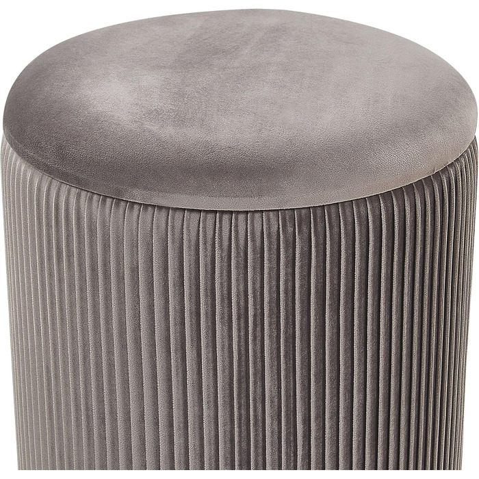 Круглий пуф у комплекті з 2 шт. , виготовлений з сірого оксамиту, пуф-отоманка з сидінням, рифлений дизайн, Miramar