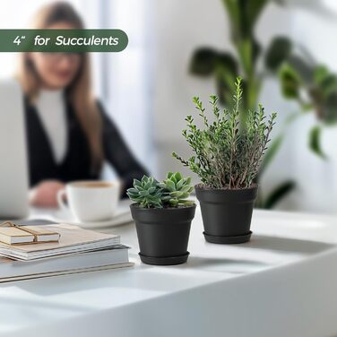 Пластиковий квітковий горщик з блюдцем, набір з 18 квіткових горщиків кімнатна сівалка з декількома дренажними отворами, невеликий