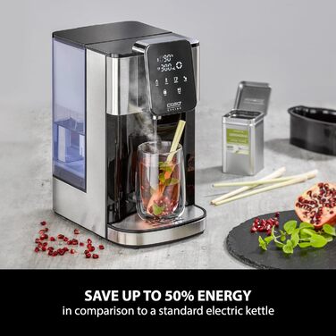 Турбодиспенсер гарячої води, гаряча вода за кілька секунд (40-100C), 2600 Вт, дуже великий 4-літровий резервуар для води, кнопка прямого вибору дитячого харчування (37C), енергозберігаючий одинарний, 1660 -