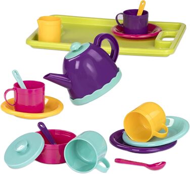 Набір посуду та чайного сервізу Battat, аксесуари для дитячої кухні тарілки, чашки, столові прибори, чайник, підноси - дитячий пос