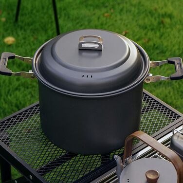 Каструлі для супу з кришками для кемпінгу, пікніків та полювання, твердий алюміній, універсальні для кемпінгу на 4-7 осіб