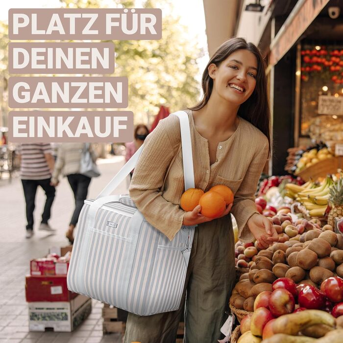 Велика складна сумка-холодильник HOEL 20 л та 30 л - Ізольована термосумка - Водонепроникна та герметична сумка для ланчу - Ізольована сумка для автомобіля та покупок - Сумка для пікніка, сумка для ланчу 30 л, бежевого кольору