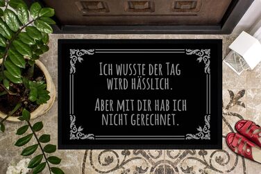 Килимок для дверей MoonWorks із саркастичним написом Я знав, що день буде потворним іронічне вітальне повідомлення, нековзний та миється, чорний, 60x40 см, Ugly Day Black