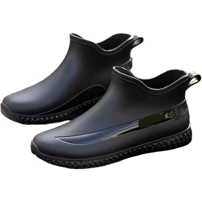 Чоловічі гумові чоботи, гумові чоботи з коротким халявою, низьке робоче взуття, кухонне взуття, зносостійкі водонепроникні чоловічі чоботи, чорні, розмір 43 EU