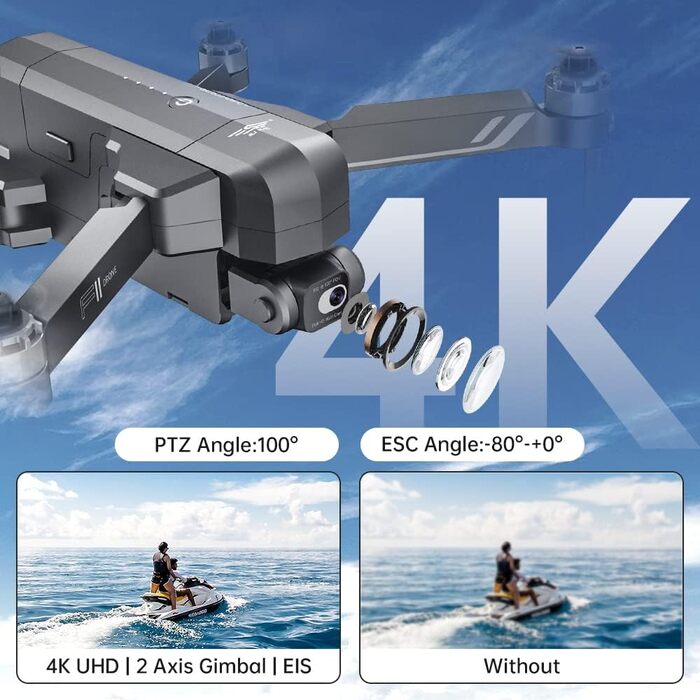 Дрон X-Verse SJRC F11S 4K PRO із камерами 4K HD EIS, відстань керування 6 км, 2-осьовий підвіс, професійний складаний квадрокоптер