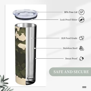 Кухоль з прямою трубочкою, 590 мл, армійський камуфляж, з принтом, дорожній кухоль, підходить для кемпінгу, офісу та дому