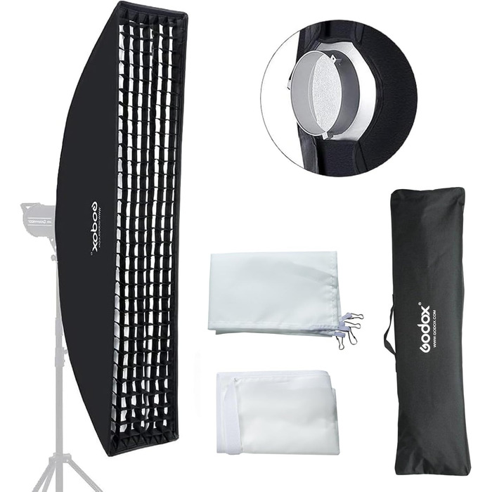 З кронштейном Bowens, 35x160см Стільникова сітка Softbox Strip Softbox Bowens Mount для зйомки зі спалахом Speedlite, 35x160