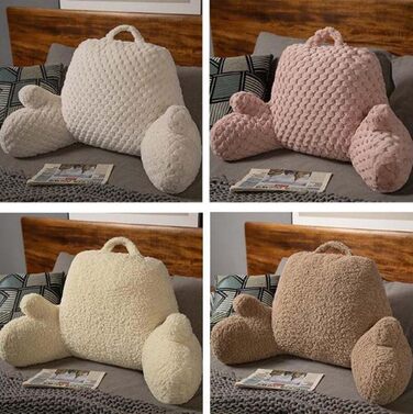 Пухнаста подушка для читання з шерпа-флісу з підлокітниками для сидіння в ліжку, читання, ігор, перегляду телевізора, поперекової підтримки, м&39якої подушки, підставки для дивана, підтримки спини, валика для шиї 68x36 см, кава