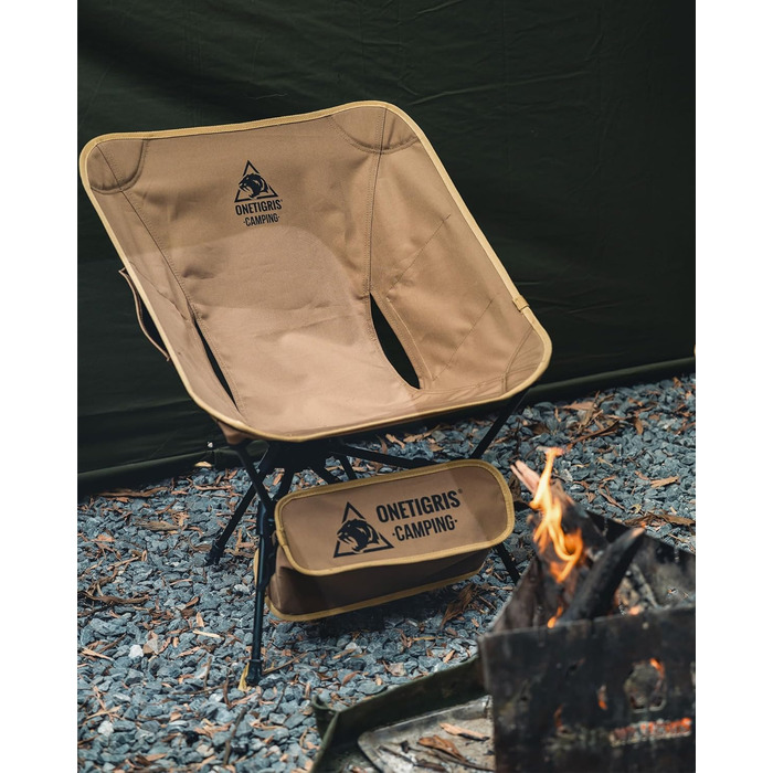 Складаний кемпінговий стілець OneTigris TIGERBLADE, вантажопідйомність 150 кг, легка трикутна рама, надлегкий складний стілець з 2 боковими кишенями для активного відпочинку та походів, колір койот-коричневий
