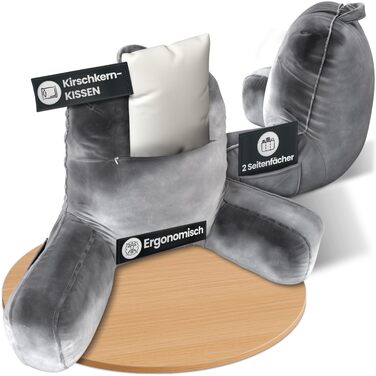 Подушка для спинки ліжка з інтегрованою подушкою з вишневих кісточок - подушка для читання 2 в 1, подушка з підігрівом, ергономічна подушка для спини - подушка у формі книги для комфорту та відпочинку