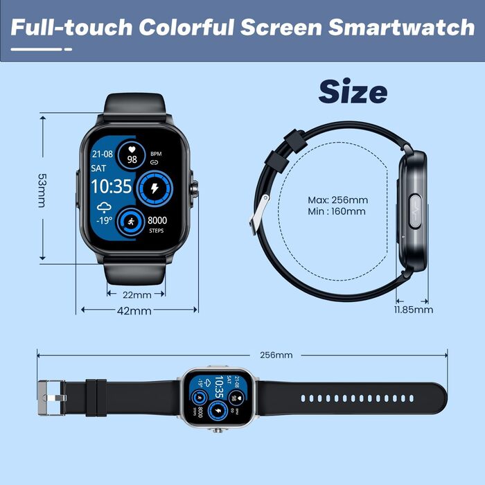 Чоловічий смарт-годинник з ЕКГВСР Кров&39яний тиск Розумний годинник для здоров&39я Водонепроникний фітнес-годинник Функція серцевого ритму 2.0-дюймовий TFT квадратний великий дисплей наручний годинник чорний