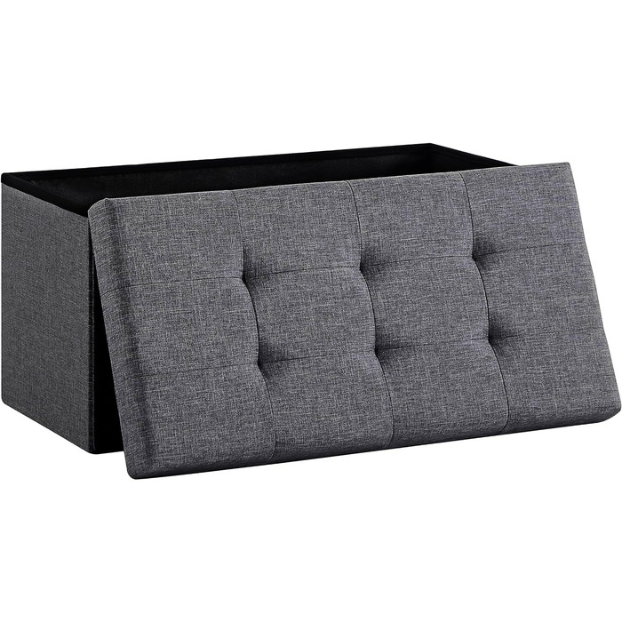 Лавка для зберігання Zedelmaier, м&39яка лавка, пуф, скриня для зберігання, вантажопідйомність до 300 кг, 76 x 38 x 38 см (льон - темно-сірий), темно-сірий, 38Г x 76Ш x 38В см