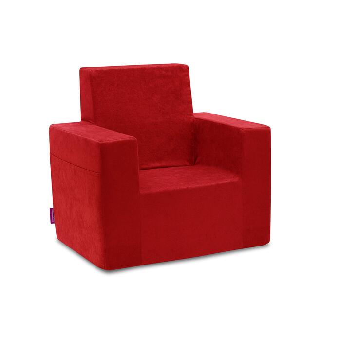 Дитяче крісло для дітей віком від 2 років - Міцне, зручне, виготовлене з пінопласту, з ручкою та кишенею - Знімний чохол, який можна прати - Подарунок на день народження для дівчаток та хлопчиків - Червоний