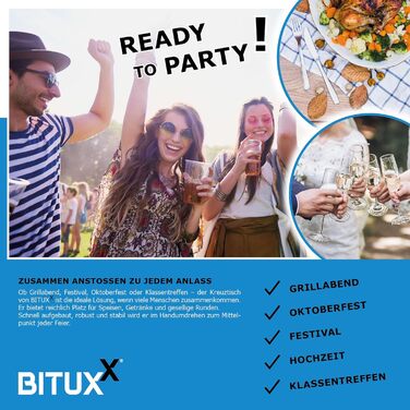 Комплект пивного намету BITUXX, комплект фестивального намету, пивний стіл, хрестовий стіл, стоячий стіл, Quattro, складаний, хрестоподібної форми, 241 см з підставкою для парасольки