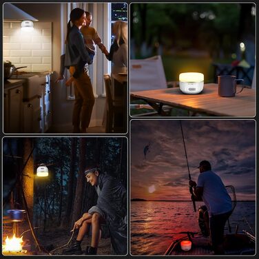 В-1 акумуляторний кемпінговий ліхтар та портативний зарядний пристрій 5200 мАг - захист IP65, надзвичайно яскравий магнітний світлодіодний ліхтар для кемпінгу, роботи в наметі на свіжому повітрі, походів, надзвичайних ситуацій, білого кольору, 2-