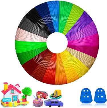 Мм, 20 кольорів, 3D Printing Filament 1,75 мм, 3D Pen Colours, Total 100M, PCL Filament Filament for 3D Printing Pen Low with 2 Finger Guards, 3D Pen PCL Filament 1,75