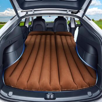 Автомобільний надувний матрац, портативний надувний матрац, матрац для багажника автомобіля, складне надувне ліжко, двомісний кемпінговий автомобільний матрац, зручне ліжко для невеликих автомобілів (коричневий)