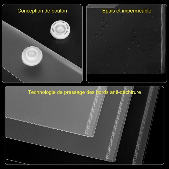 Папка для документів ASelected на 40 предметів із застібкою-кнопкою, кишеня для документів A4, прозора, прозора кишеня, колекційна папка, застібка-кнопка A4 для впорядкування документів, прозора, 40 предметів - A4