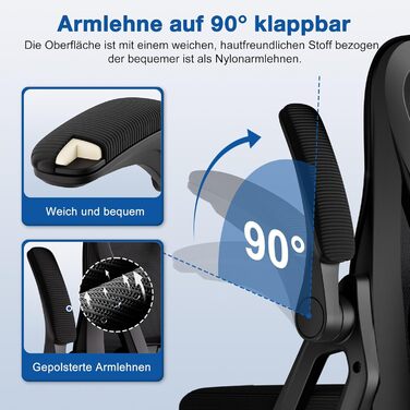 Офісне крісло, ергономічне офісне крісло з регульованим підголівником, підлокітниками та поперековою опорою, обертове робоче крісло з функцією гойдання до 135, крісло керівника, зручне для спини, вантажопідйомність 150 кг, чорний колір, модель I