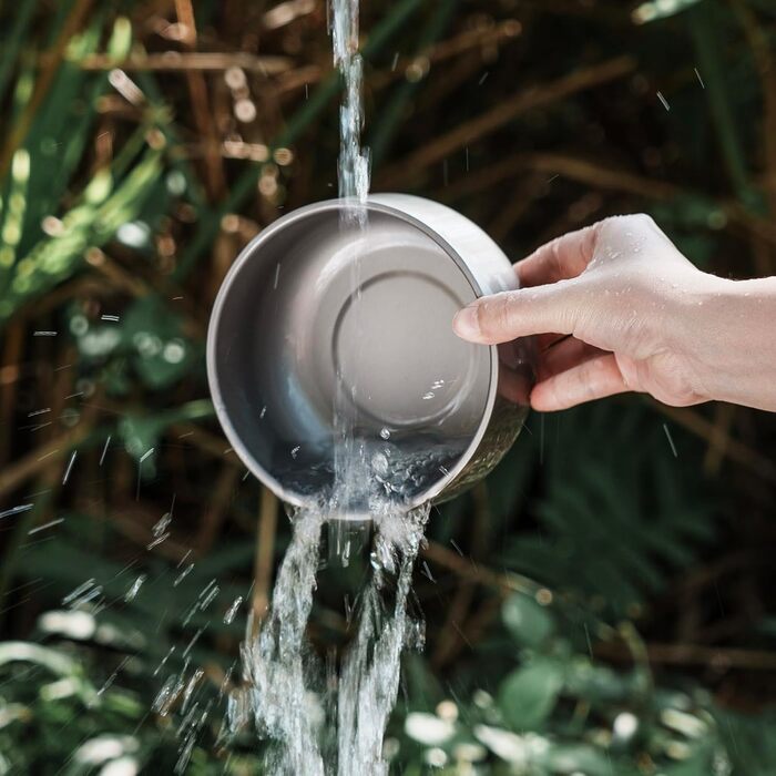 Титанова миска для рисового супу 420 мл Двостінна миска, стійка до опіків, чайна чашка, легкий посуд для кемпінгу на свіжому повітрі для дорослих та дітей, для піших прогулянок, пікніків та походів Ti1084T Ti1084t-420ml