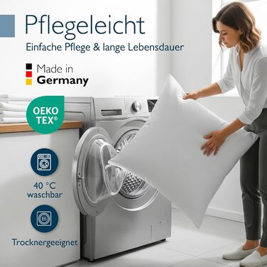 Пухова подушка Beautissu 80x80 80x80 Пухова та пір&39яна подушка 100 зроблено в Німеччині Пухова подушка 80 x 80 см Сертифіковано Oeko-Tex, Downpass та Nomite Можна прати та сушити в сушильній машині FK 80x80 см (1 упаковка)