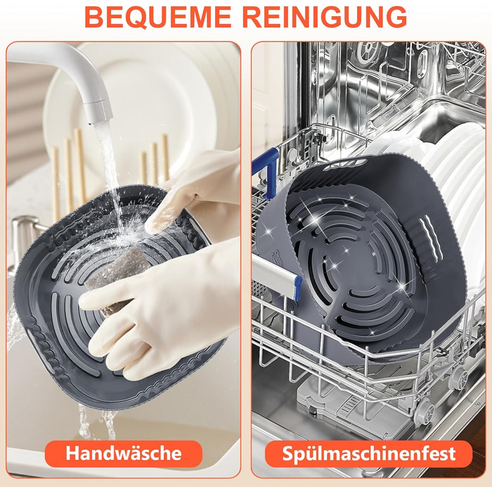 Силіконова форма для фритюрниці YINGRACE 22 см, аксесуари для фритюрниці 2 шт. Силіконова форма для випічки XXL 7.2 л, 8.3 л, COSORI 5.5 л, багаторазова замість паперу для випічки аксесуари для фритюрниці сірий