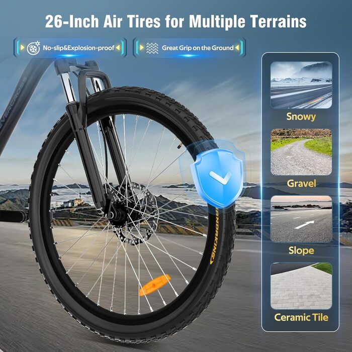 Гірський велосипед EVERCROSS EM3 для дорослих (чоловіків та жінок), 26-дюймовий велосипед, 21-швидкісна система передач, алюмінієва рама з амортизаційною вилкою, всюдихідний велосипед з дисковими гальмами, вантажопідйомність 150 кг EM3-чорний