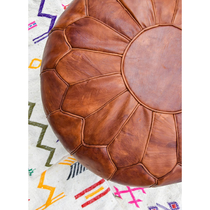 Дивіться гарний пуф великого розміру з натуральної шкіри - ручної роботи - з наповненням - пуф-мішок для ніг (медово-коричневий)