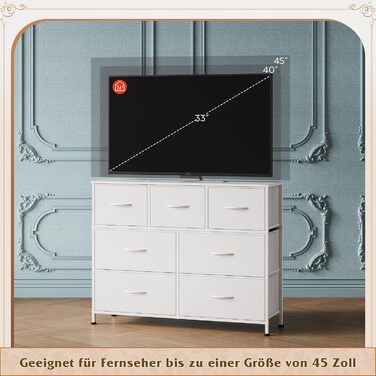 Комод WLIVE з 7 шухлядами з тканини, комод для спальні, комод для вітальні, з міцним сталевим каркасом, білий