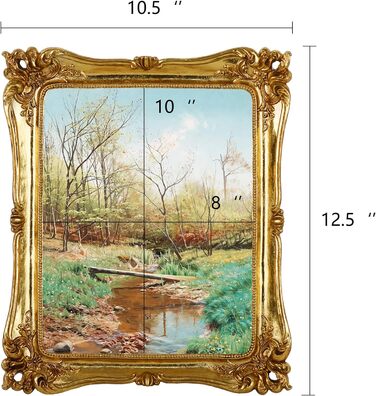 Вінтажна рамка для фотографій 114 Антикварна фоторамка для настільного та настінного кріплення - (золото, 8x10 дюймів)