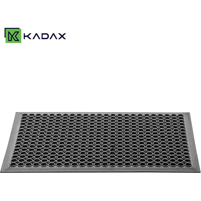 Килимок для вулиці KADAX проти ковзання, чорний гумовий килимок, брудозатримуючий килимок для вхідних зон, гумовий килимок для дверей (60x90 см) 90Д x 60Ш x 1,4Г см