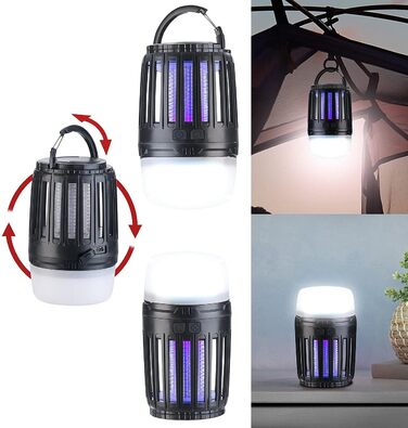 Ліхтар від комарів Exbuster УФ-засіб від комах 2-в-1 та кемпінговий ліхтар з акумуляторною батареєю, регульованою яскравістю, USB (кемпінговий ліхтар від комарів, лампа від комарів, настільна лампа на батарейках)