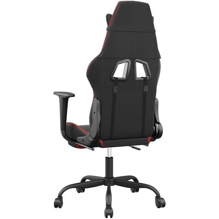 Геймерське крісло з функцією масажу, чорно-червона штучна шкіра, регульована висота, 66 x 56 x 120-131 см, функція відкидання спинки, підставка для ніг, міцне спортивне крісло для домашнього офісу, кабінету за ПК, 66 x 56 x (120,5-131) см (Ш x Г x В), чер