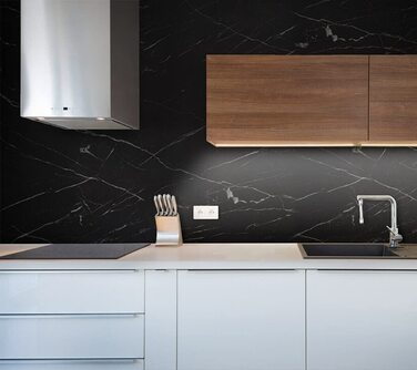 Мармур Resimdo Premium (Nero Marquina, 0,5 м x 1,22 м) Клейка плівка для плитки Меблева плівка Стандартна антибактеріальна водонепроникна міцна знімна