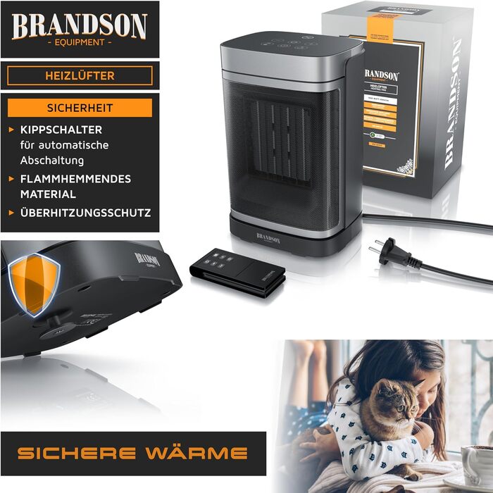 Енергозберігаючий, тихий вентилятор-обігрівач - Коливальний - з дистанційним керуванням - Нагороджений - ЕКО-режим - 2 швидкості - Блокування від дітей - Таймер - Керамічний обігрівач - Ванна кімната, вітальня, офіс, дитяча кімната