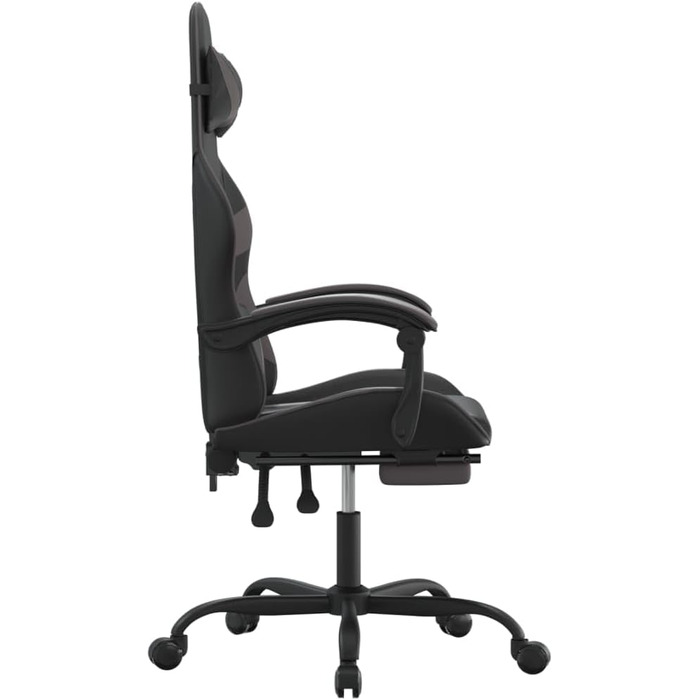 Геймерське крісло, офісне крісло, з підставкою для ніг, чорно-сіре, штучна шкіра