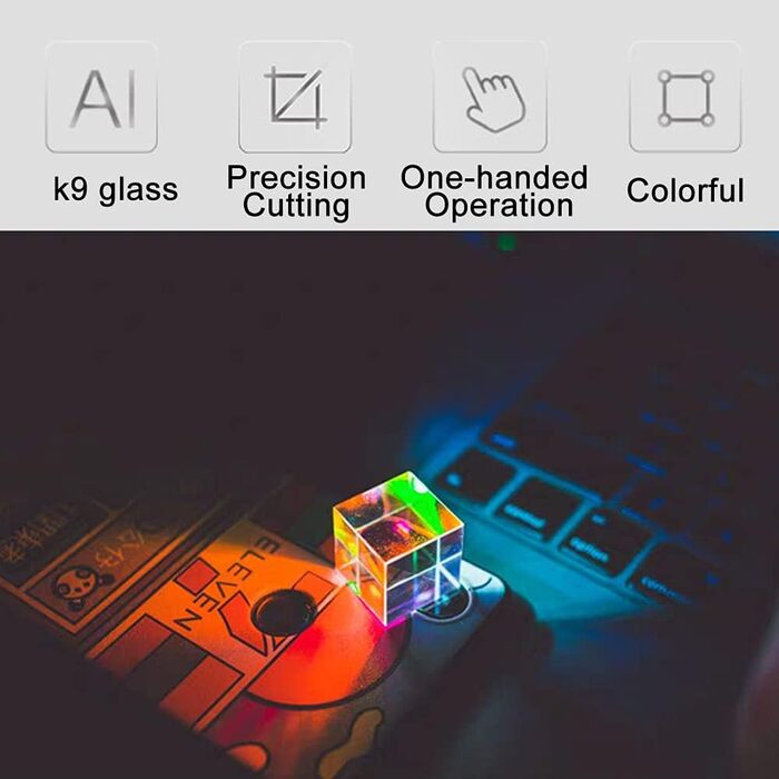 Трикутна призма з оптичного скла MIFANI, кубічна призма з оптичного скла, дисперсійна призма RGB для фізики та декорування, 4 розміри на вибір, 4 x 4 x 4 см, 45 x 45 x 45 мм (розмір 50x50x40 мм)