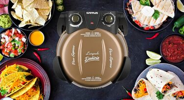 Піца Зовнішнє задоволення, Піч для піци, 1200 Вт, 400C, Скельна вогнетривка (діаметр 31 см), Таймер 5', Кулінарна книга в комплекті, Мідь, 3 Ferrari G10006