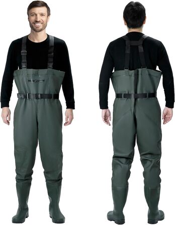Вейдерси QWORK для чоловіків та жінок, водонепроникні, дихаючі вейдерси для ставка з чобітьми, для риболовлі, полювання та сільського господарства UK 9/EU 43