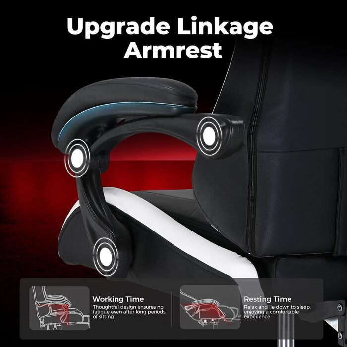 Ігрове крісло GTPLAYER, ергономічне офісне крісло, регульований підголівник та поперекова опора, ігрове крісло, білий колір