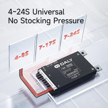 Розумний інтегрований Bluetooth-моніторинг, захист літієвих акумуляторів LiFePO4 Li-ion LTO для електровелосипедів та скутерів 60A 4S-8S BMS, 60A 4S-8S 12V-24V -