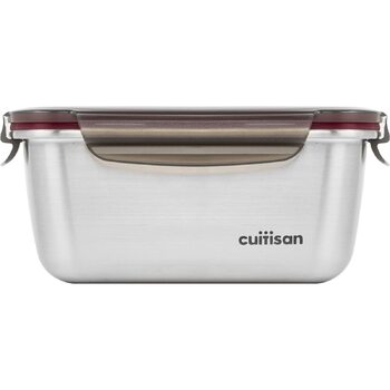Контейнер для зберігання продуктів CANDL Cuitisan (Flora) з нержавіючої сталі з кришкою-кліпсою, прямокутний, придатний для використання в мікрохвильовій печі та духовці, EC7-SS06 980 мл 18,4 см x 13,0 см x 8,3 см / 980 мл