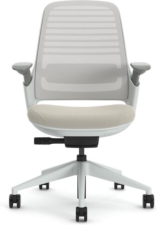 Ергономічне офісне крісло Steelcase серії 1 з поперековою опорою LiveBack та підлокітниками 4D, бежевого кольору, без підголівника