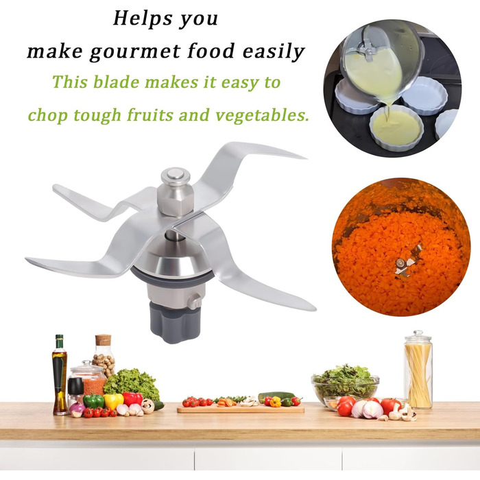 Змінний ніж Poweka сумісний з кухонним комбайном з нержавіючої сталі Silvercrest Monsieur Cuisine Connect і Monsieur Cuisine Smart з ущільнювальним кільцем і щіткою для чищення