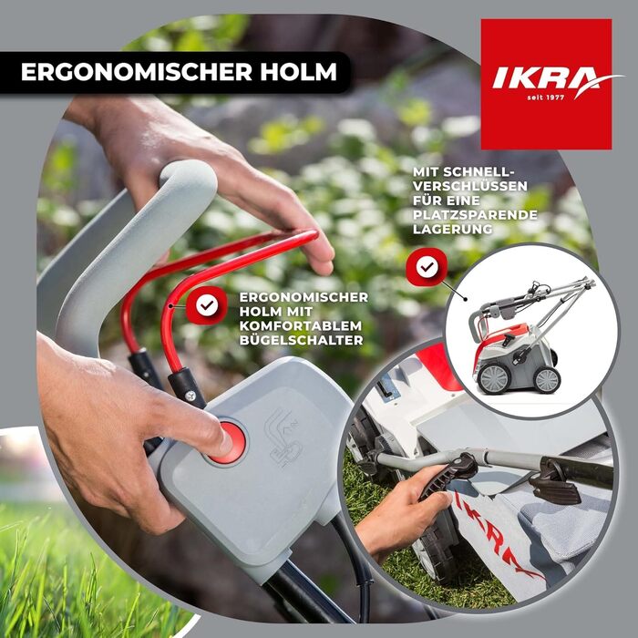 Вертикутер-Аератор газону IEVL 1840, мішок для збору трави 55л, ширина захвату 40см, 1800 Вт, з витягувачем бурянів у комплекті